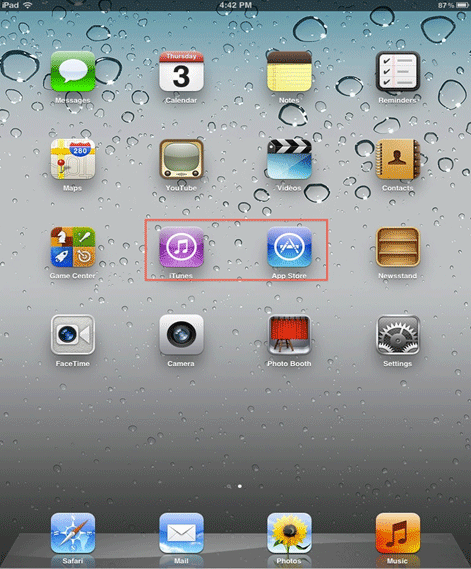 iPad Desktop Screen, iTunes and App Store